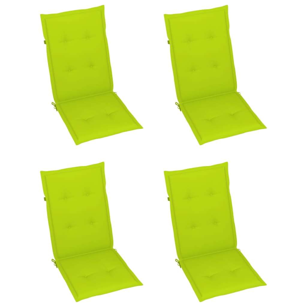 Sedie Giardino 4 pz e Cuscini Verde Brillante Massello di Teak - homemem39