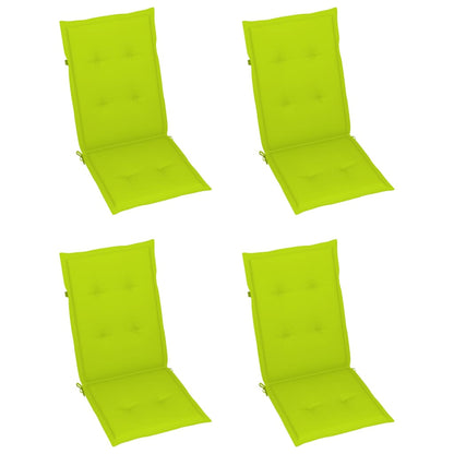 Sedie Giardino 4 pz e Cuscini Verde Brillante Massello di Teak - homemem39