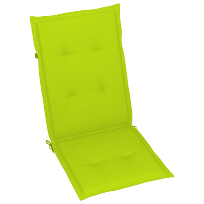 Sedie Giardino 4 pz e Cuscini Verde Brillante Massello di Teak - homemem39