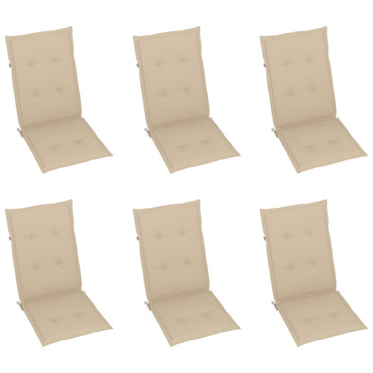Sedie da Giardino 6 pz con Cuscini Beige in Massello di Teak - homemem39