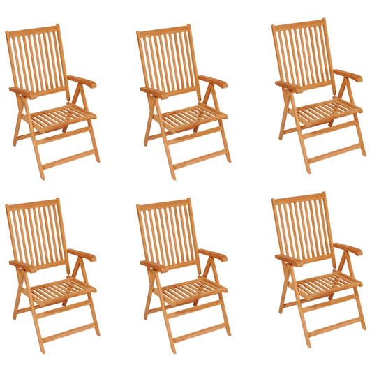 Sedie da Giardino 6 pz con Cuscini Verdi in Massello di Teak