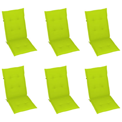 Sedie da Giardino 6 pz e Cuscini Verde Brillante Massello Teak - homemem39