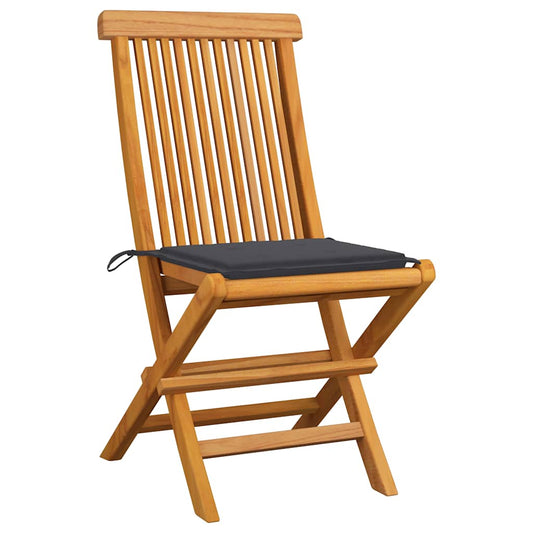 Sedie da Giardino con Cuscini Antracite 6 pz Massello di Teak - homemem39