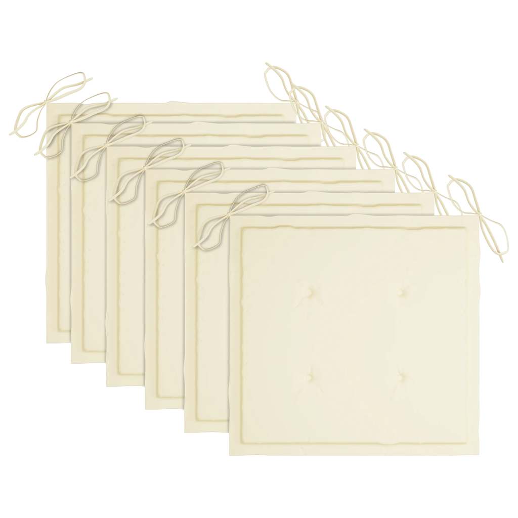 Sedie da Giardino con Cuscini Crema 6 pz in Massello di Teak - homemem39