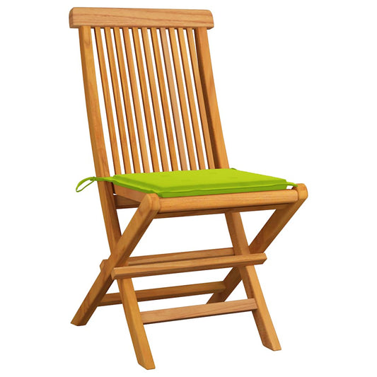 Sedie da Giardino Cuscini Verde Brillante 6 pz Massello di Teak - homemem39