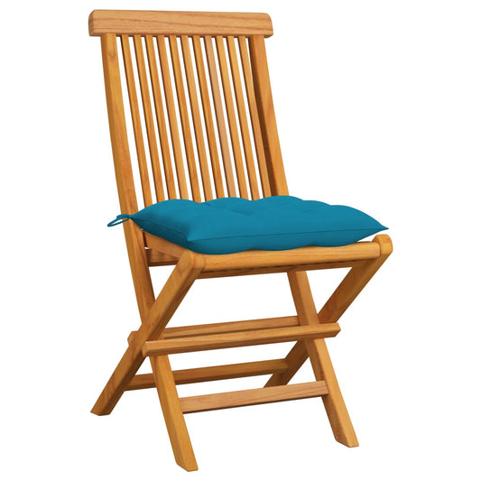 Sedie da Giardino con Cuscini Azzurri 6 pz in Massello di Teak - homemem39