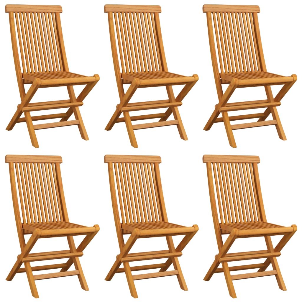 Sedie da Giardino con Cuscini Azzurri 6 pz in Massello di Teak - homemem39