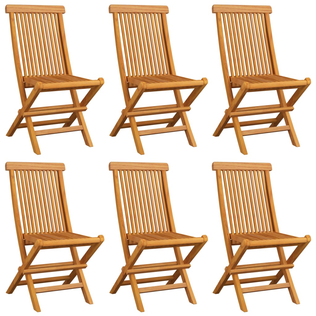 Sedie da Giardino con Cuscini Blu 6 pz in Massello di Teak - homemem39