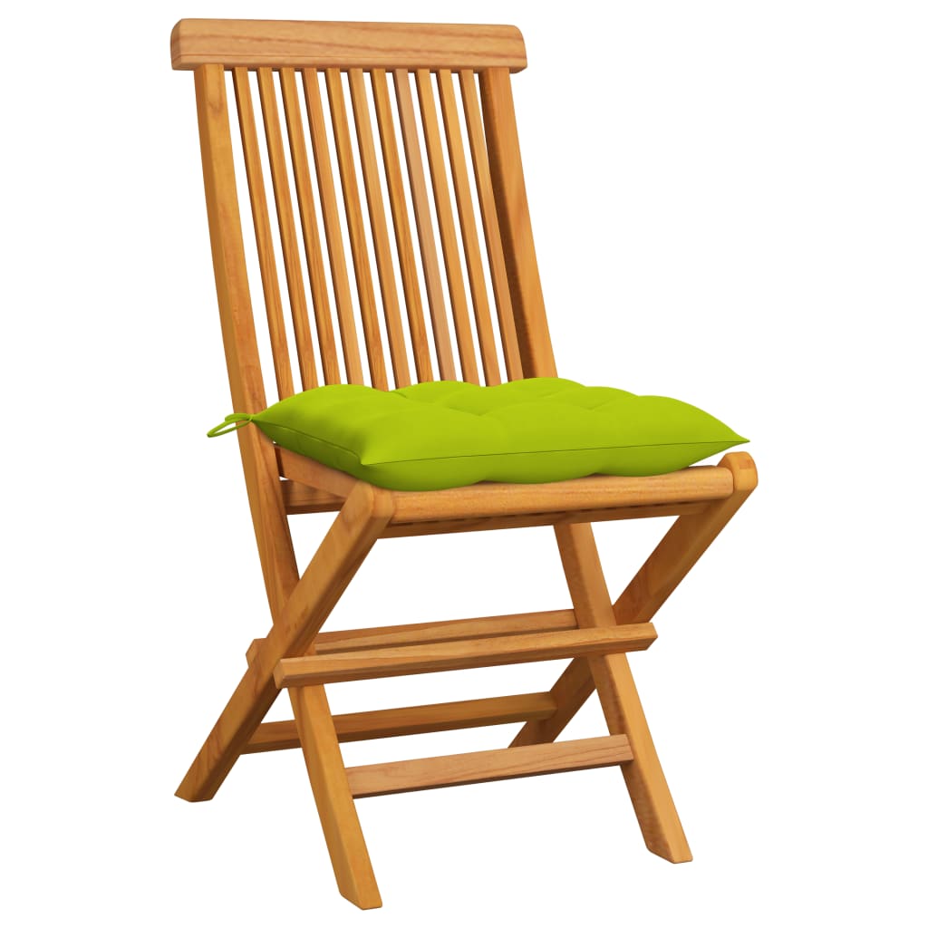 Sedie da Giardino Cuscini Verde Brillante 6 pz Massello di Teak - homemem39