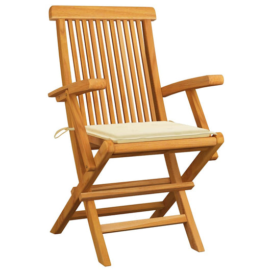 Sedie da Giardino con Cuscini Crema 4 pz Legno Massello di Teak - homemem39