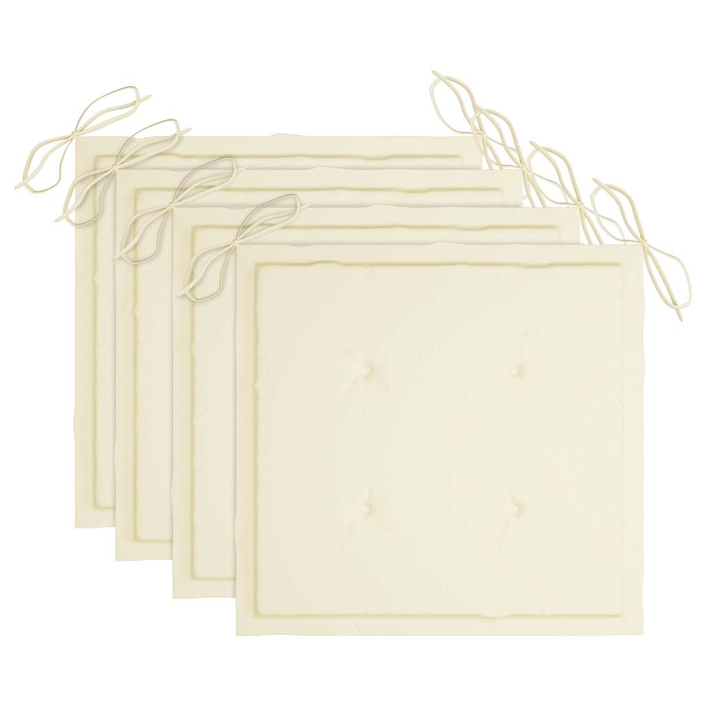 Sedie da Giardino con Cuscini Crema 4 pz Legno Massello di Teak - homemem39