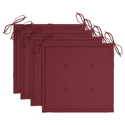 Sedie Giardino con Cuscini Rosso Vino 4 pz Legno Massello Teak - homemem39