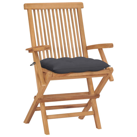 Sedie da Giardino con Cuscini Antracite 4pz Legno Massello Teak - homemem39