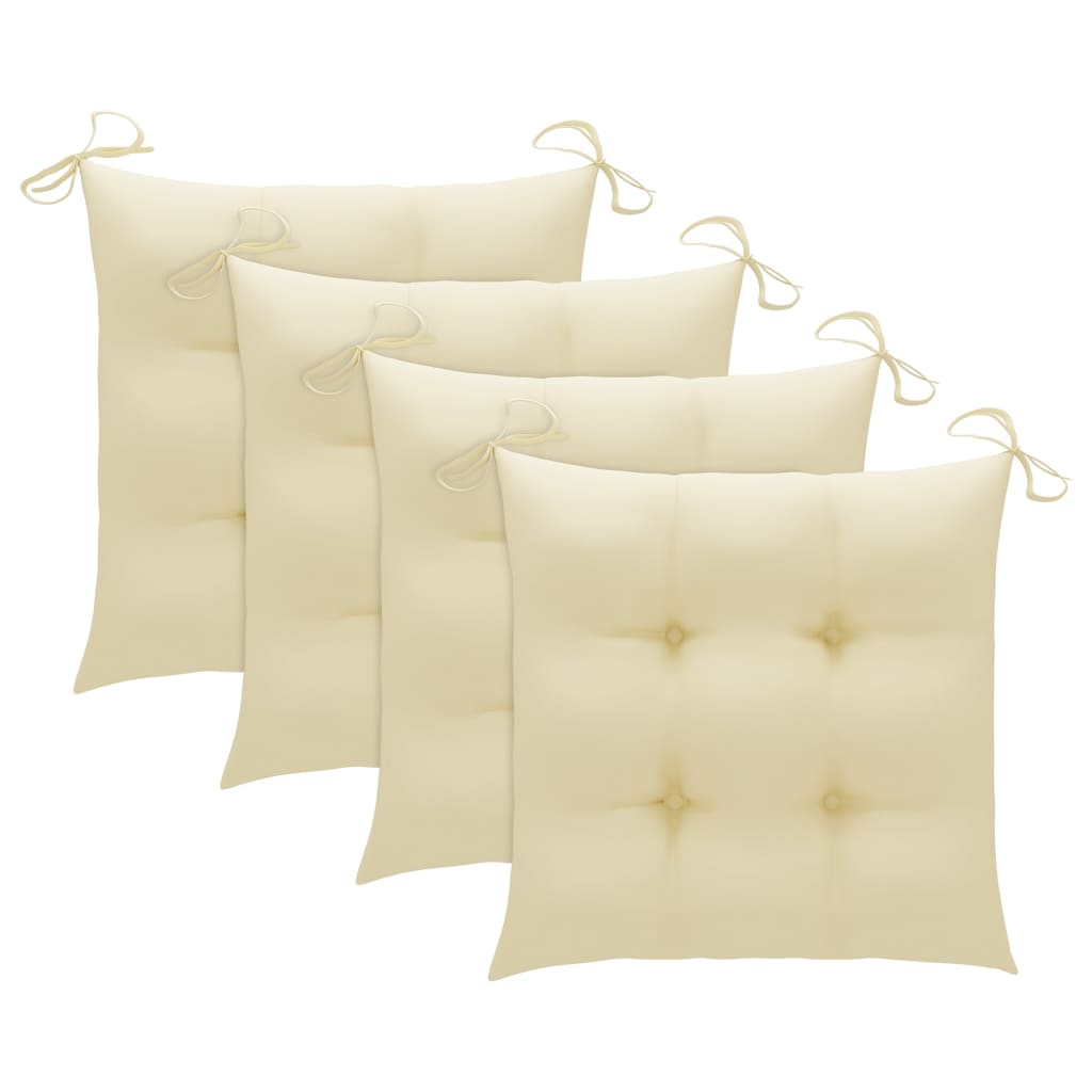 Sedie Giardino con Cuscini Bianco Crema 4pz Legno Massello Teak - homemem39