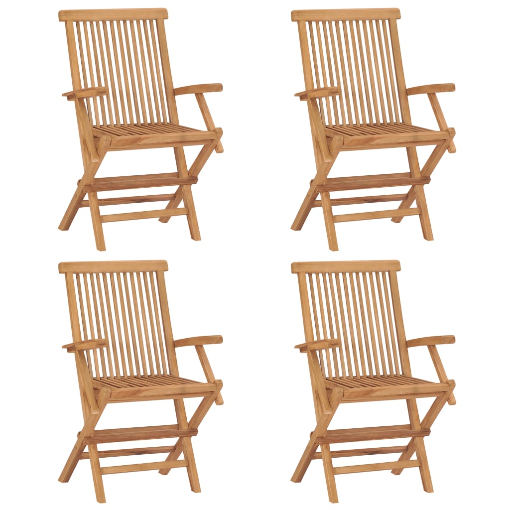 Sedie da Giardino con Cuscini Verdi 4 pz Legno Massello di Teak