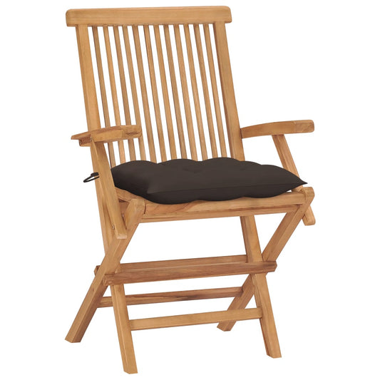 Sedie da Giardino con Cuscini Tortora 4 pz Legno Massello Teak - homemem39