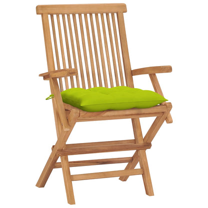 Sedie da Giardino Cuscini Verde Brillante 4 pz Massello di Teak - homemem39