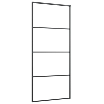 Porta Scorrevole in Vetro ESG e Alluminio 90x205 cm Nera - homemem39
