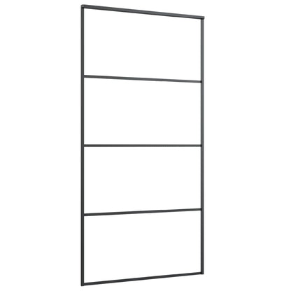Porta Scorrevole in Vetro ESG e Alluminio 102,5x205 cm Nera - homemem39