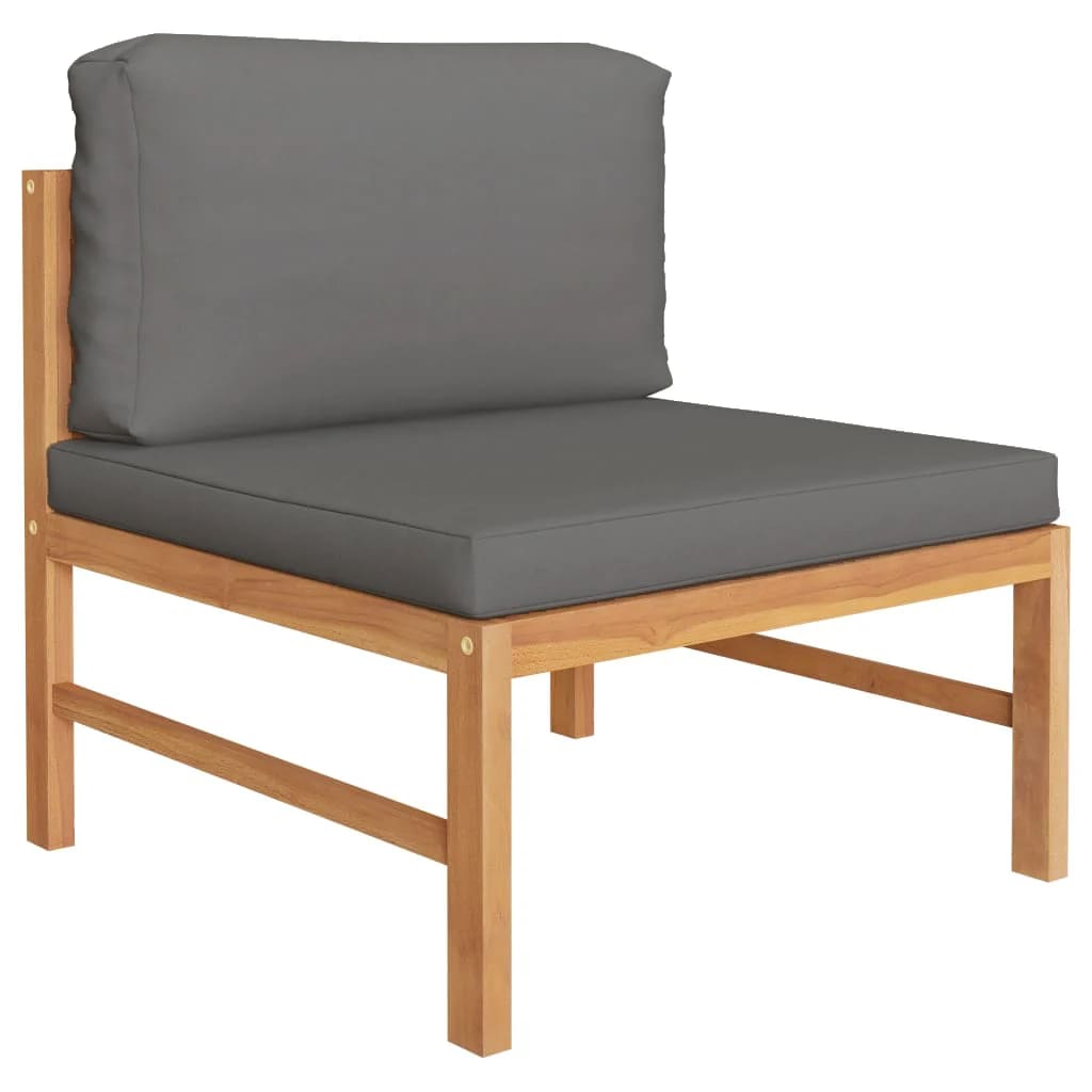 Set Divani Giardino 3 pz Cuscini Grigio Scuro in Legno di Teak | homemem39