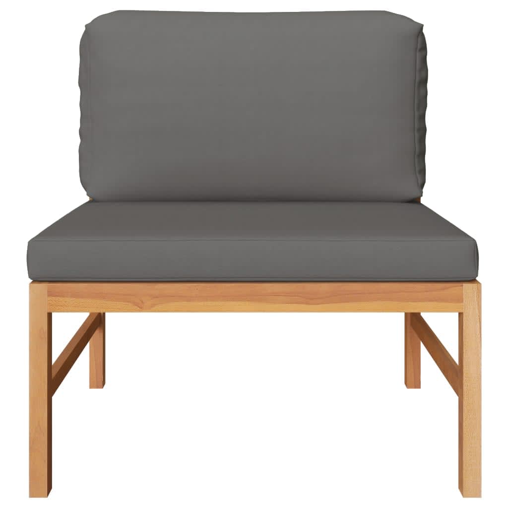Set Divani Giardino 3 pz Cuscini Grigio Scuro in Legno di Teak | homemem39