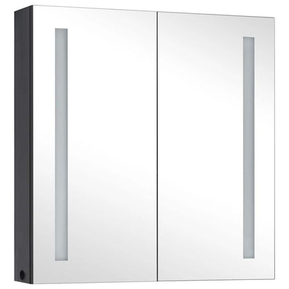 Armadietto Bagno con Specchio e LED 60x14x62 cm | homemem39