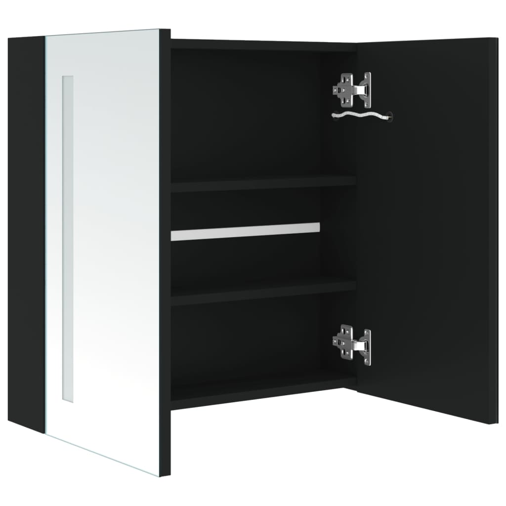 Armadietto Bagno con Specchio e LED 60x14x62 cm | homemem39
