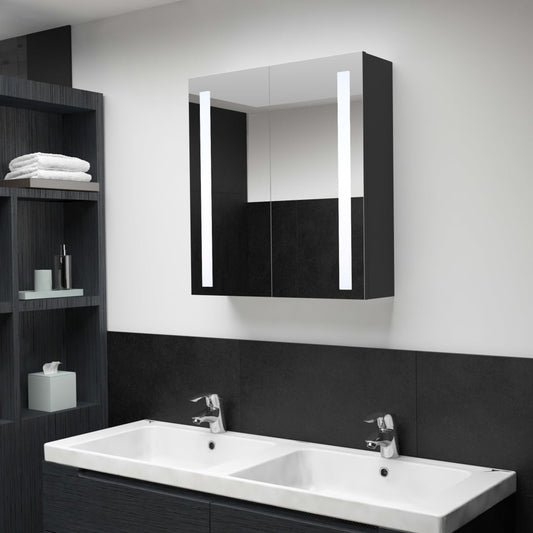 Armadietto Bagno con Specchio e LED 60x14x62 cm | homemem39