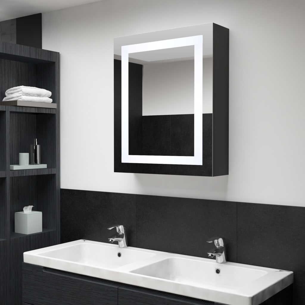 Armadietto Bagno con Specchio e LED 50x13x70 cm | homemem39