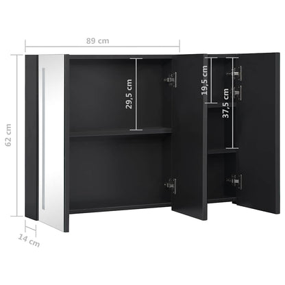 Armadietto Bagno con Specchio e LED 89x14x62 cm | homemem39