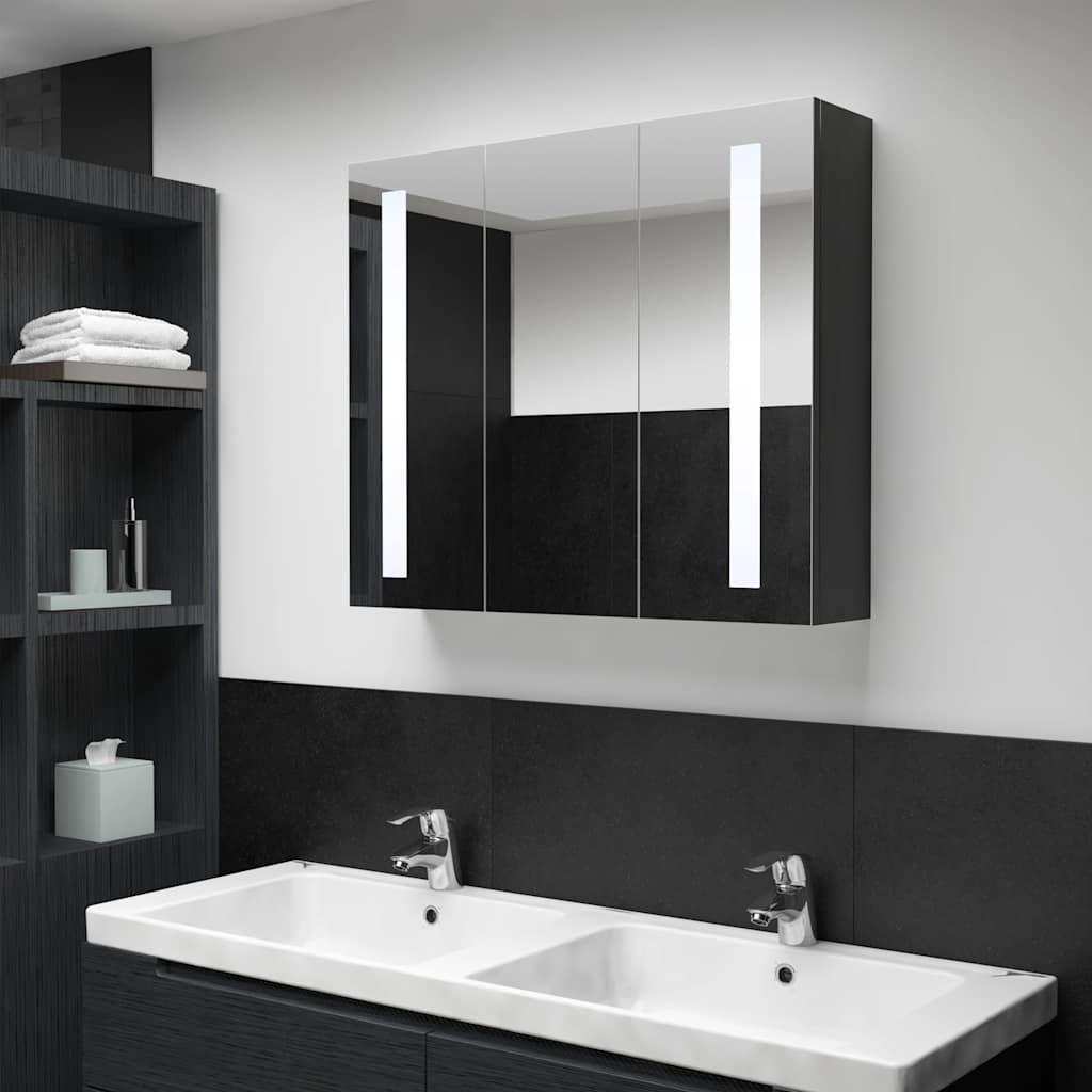 Armadietto Bagno con Specchio e LED 89x14x62 cm | homemem39