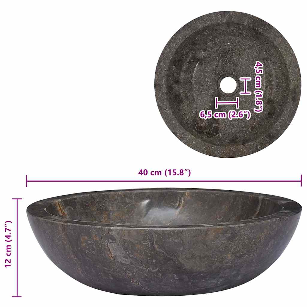 Lavandino Grigio Ø40x12 cm in Marmo