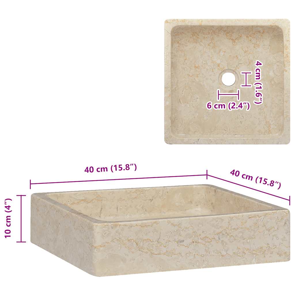 Lavandino Crema 40x40x10 cm in Marmo - homemem39
