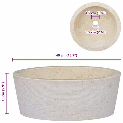 Lavandino Crema Ø40x15 cm in Marmo