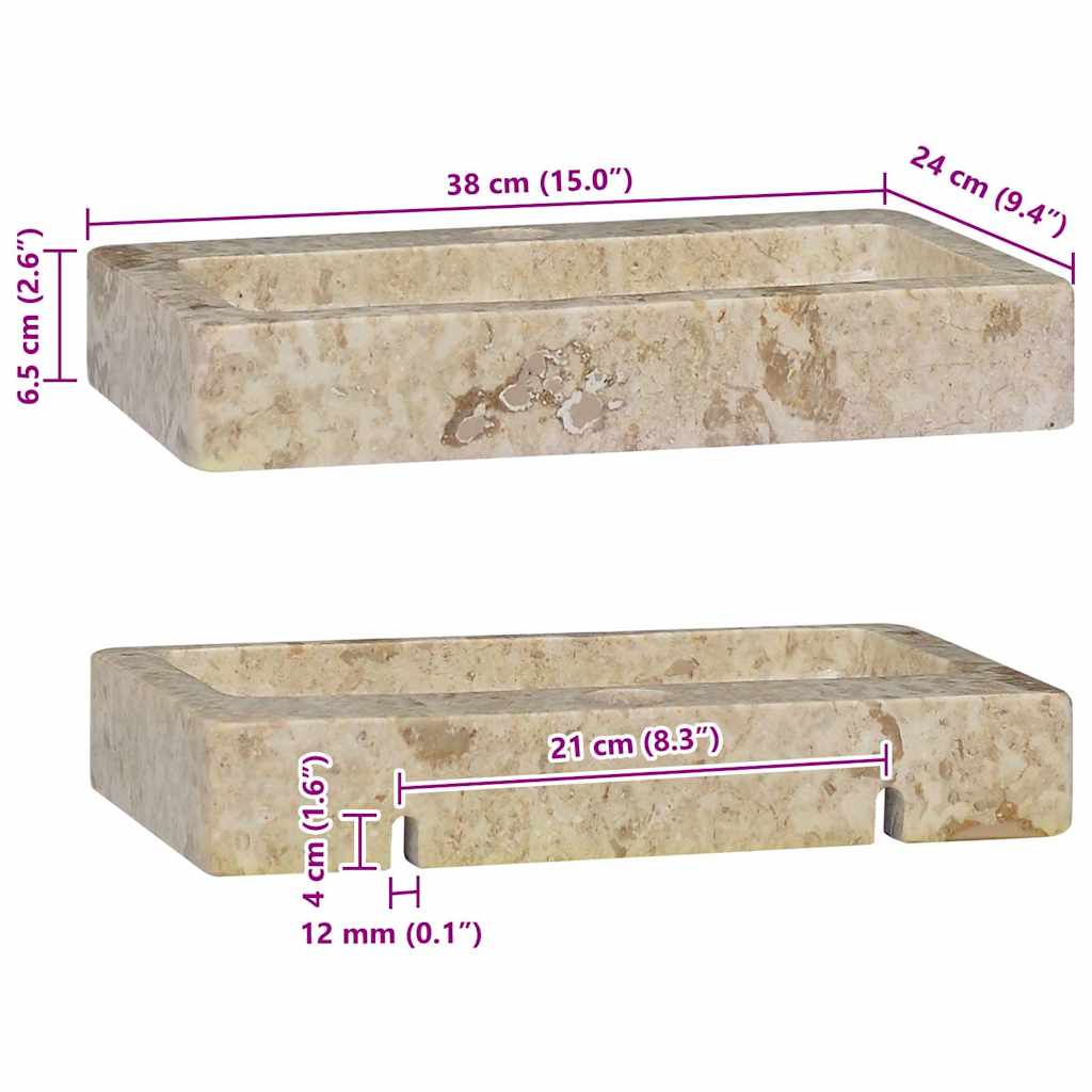 Lavello a Parete Crema 38x24x6,5 cm in Marmo - homemem39
