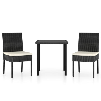 Set da Pranzo da Giardino 3 pz in Polyrattan Nero | homemem39