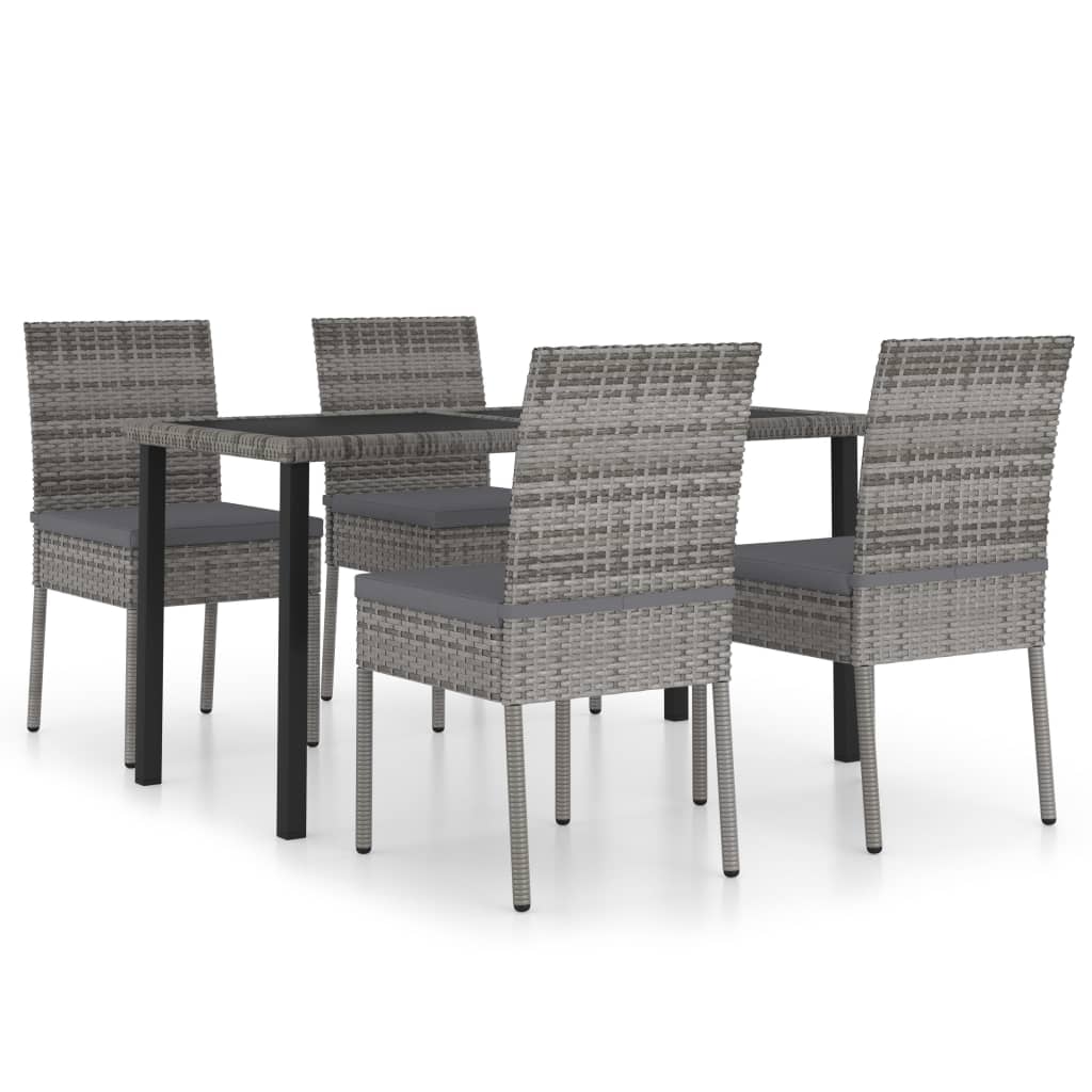 Set da Pranzo da Giardino 5 pz in Polyrattan Grigio - homemem39