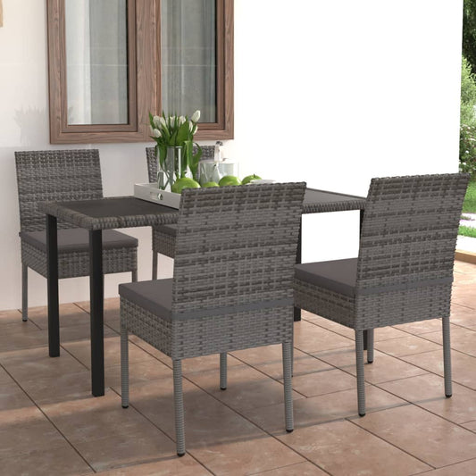 Set da Pranzo da Giardino 5 pz in Polyrattan Grigio - homemem39