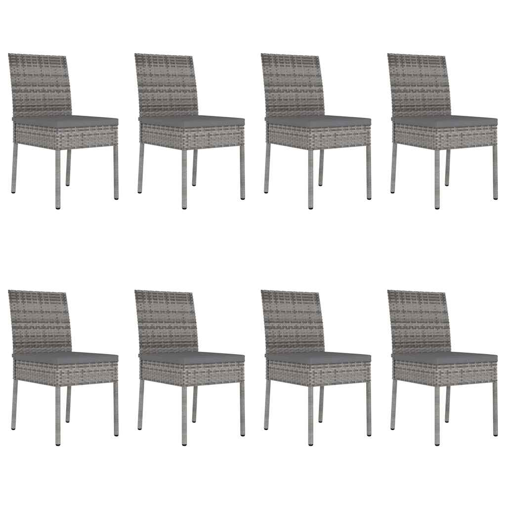 Set da Pranzo da Giardino 9 pz in Polyrattan Grigio