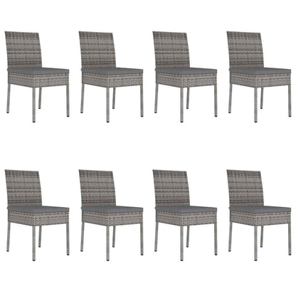 Set da Pranzo da Giardino 9 pz in Polyrattan Grigio