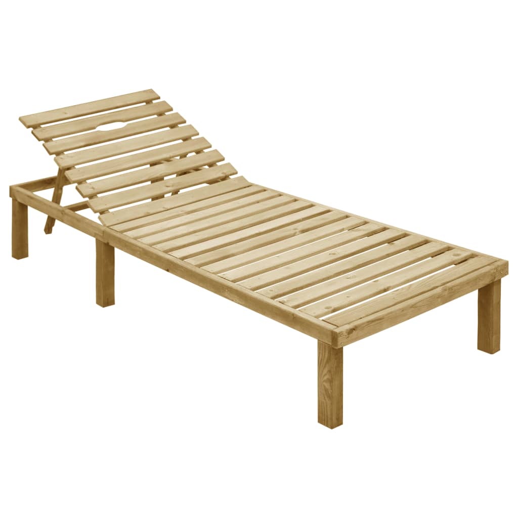 Lettino da Giardino con Cuscino Blu Legno Pino Impregnato - homemem39