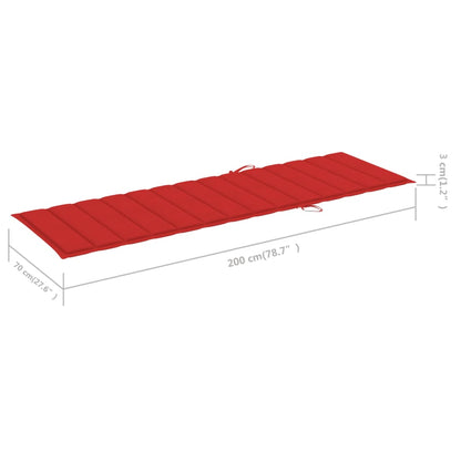 Lettino da Giardino con Cuscino Rosso in Legno Pino Impregnato - homemem39