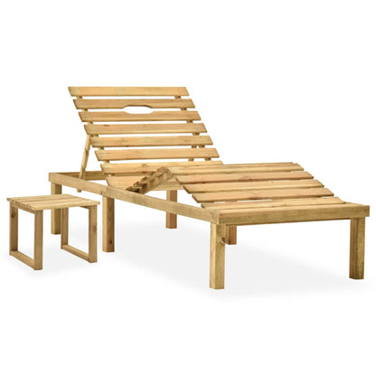 Lettino da Giardino con Tavolino Cuscino Legno Pino Impregnato - homemem39