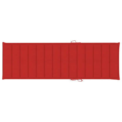 Lettino da Giardino con Cuscino Rosso in Legno Pino Impregnato - homemem39