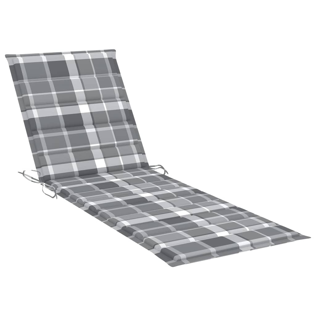 Lettino Prendisole con Cuscino Tartan Grigio in Pino Impregnato - homemem39