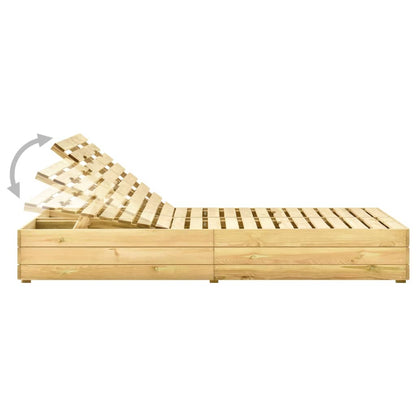 Lettino Prendisole Doppio con Cuscini Neri in Pino Impregnato