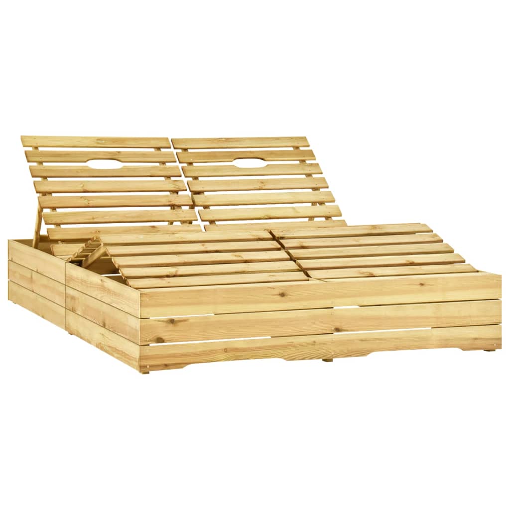 Double Sun Lounger and Royal Blue Impregnated Pine Cushions