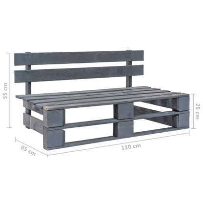 Divano Centrale da Giardino Pallet Legno Pino Impregnato Grigio