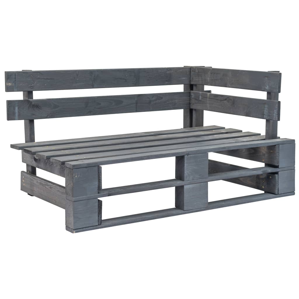 Garden Corner Sofa in Gray Impregnated Pine Pallet Wood