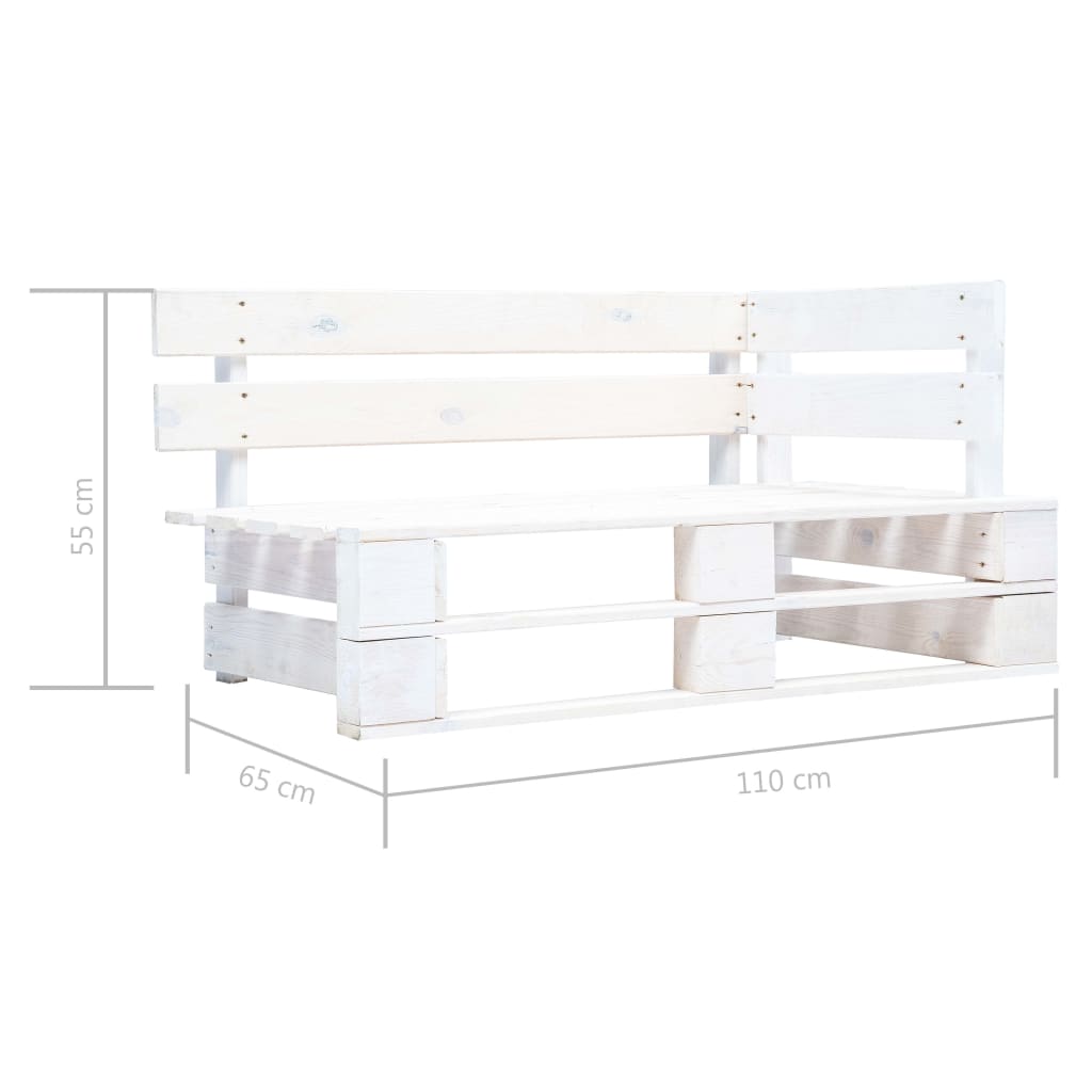 Divano Angolare da Giardino Pallet Legno Pino Impregnato Bianco - homemem39